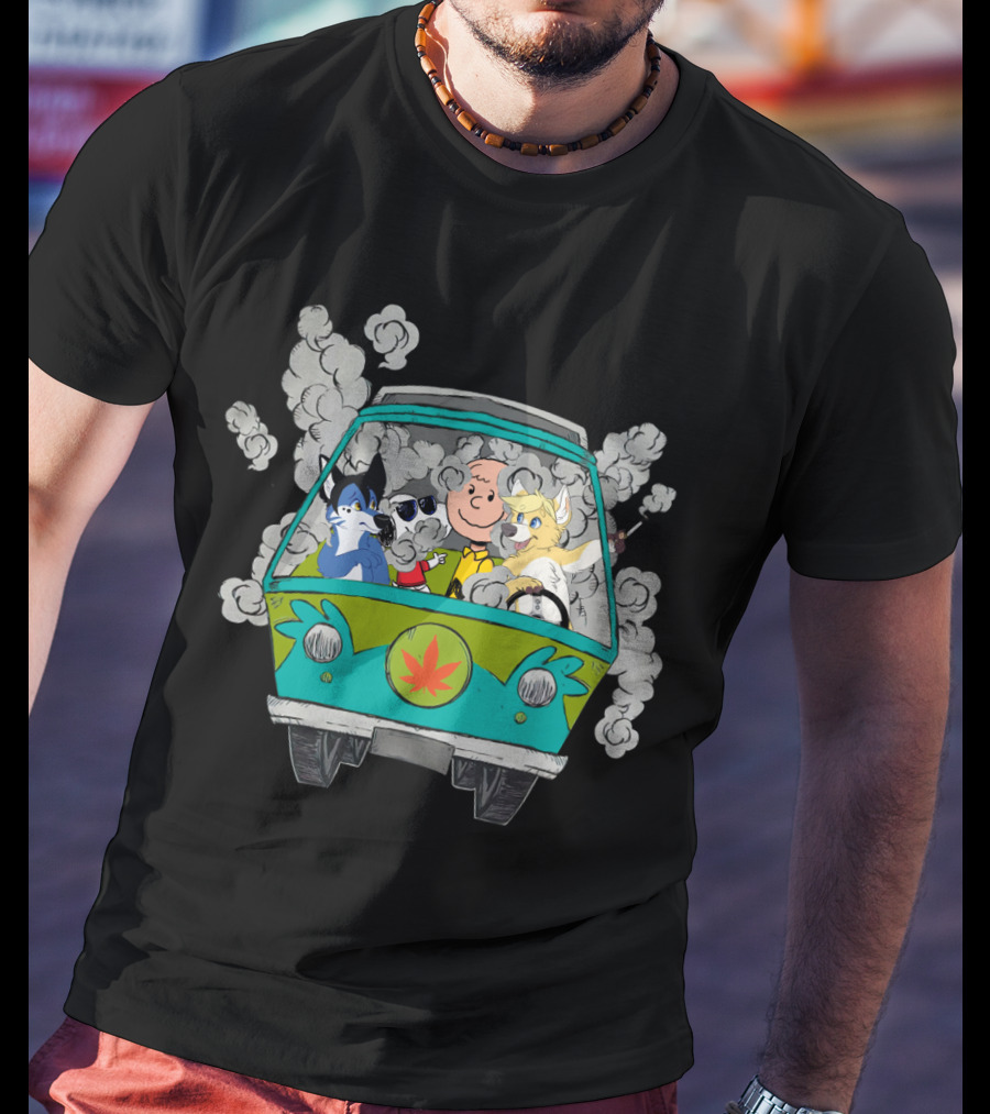 Corgi Ds0 Charlie Brown Woodstock Van Cannabis Smoke T-Shirt
