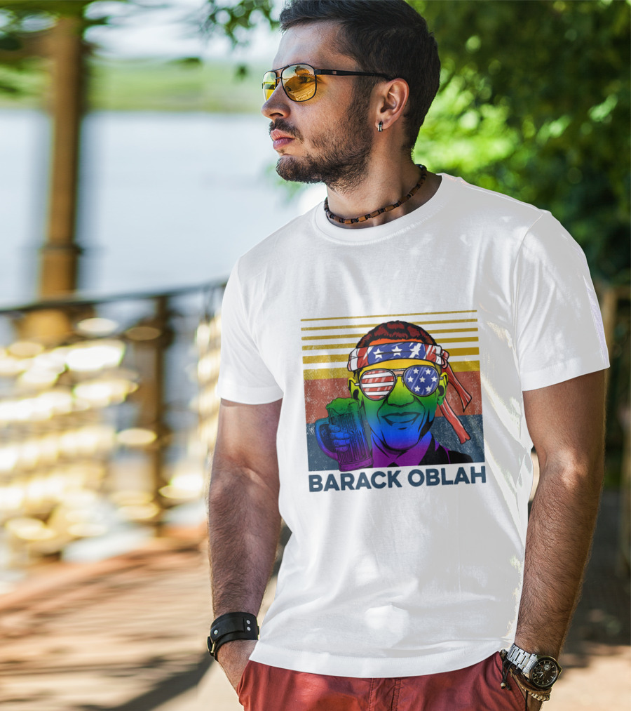 Barack Oblah Patriotic Headband Rainbow Sunglasses Beer Mug T-Shirt