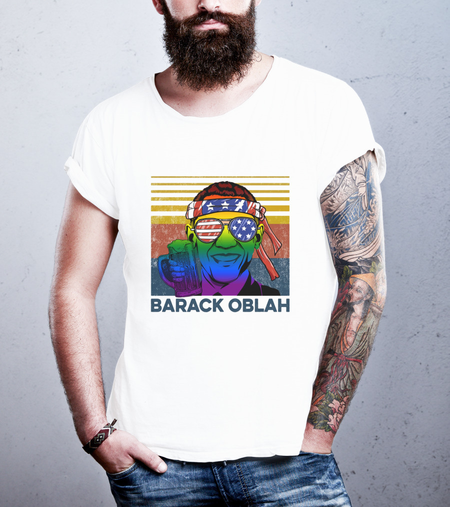 Barack Oblah Patriotic Headband Rainbow Sunglasses Beer Mug T-Shirt