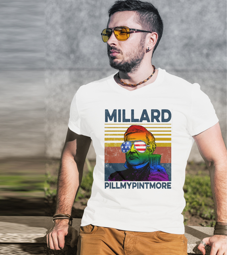 Millard Pillmypintmore Rainbow Flag American Sunglasses Beer T-Shirt