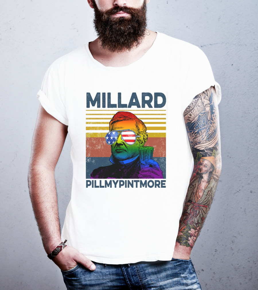 Millard Pillmypintmore Rainbow Flag American Sunglasses Beer T-Shirt