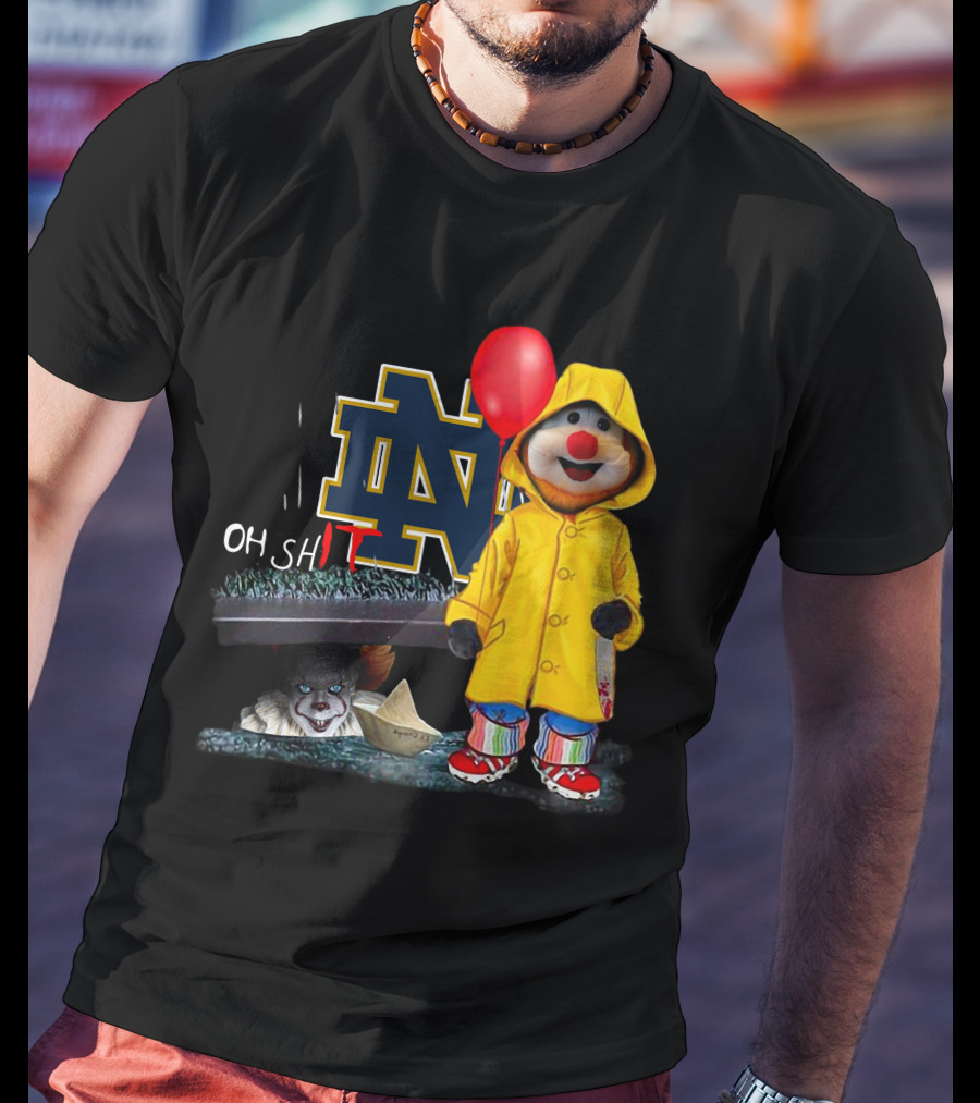 Notre Dame Fighting IrishDs Pennywise Clown Mashup Oh Shit Balloon T-Shirt