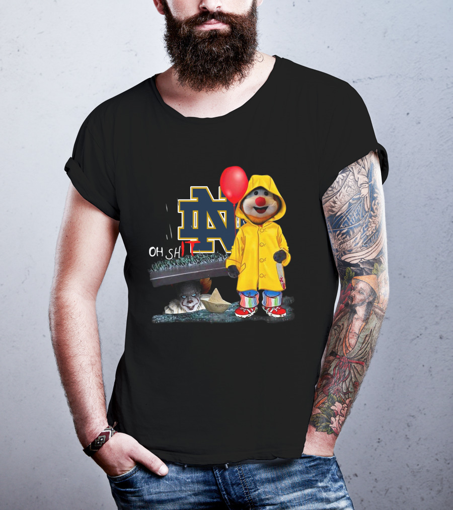 Notre Dame Fighting IrishDs Pennywise Clown Mashup Oh Shit Balloon T-Shirt