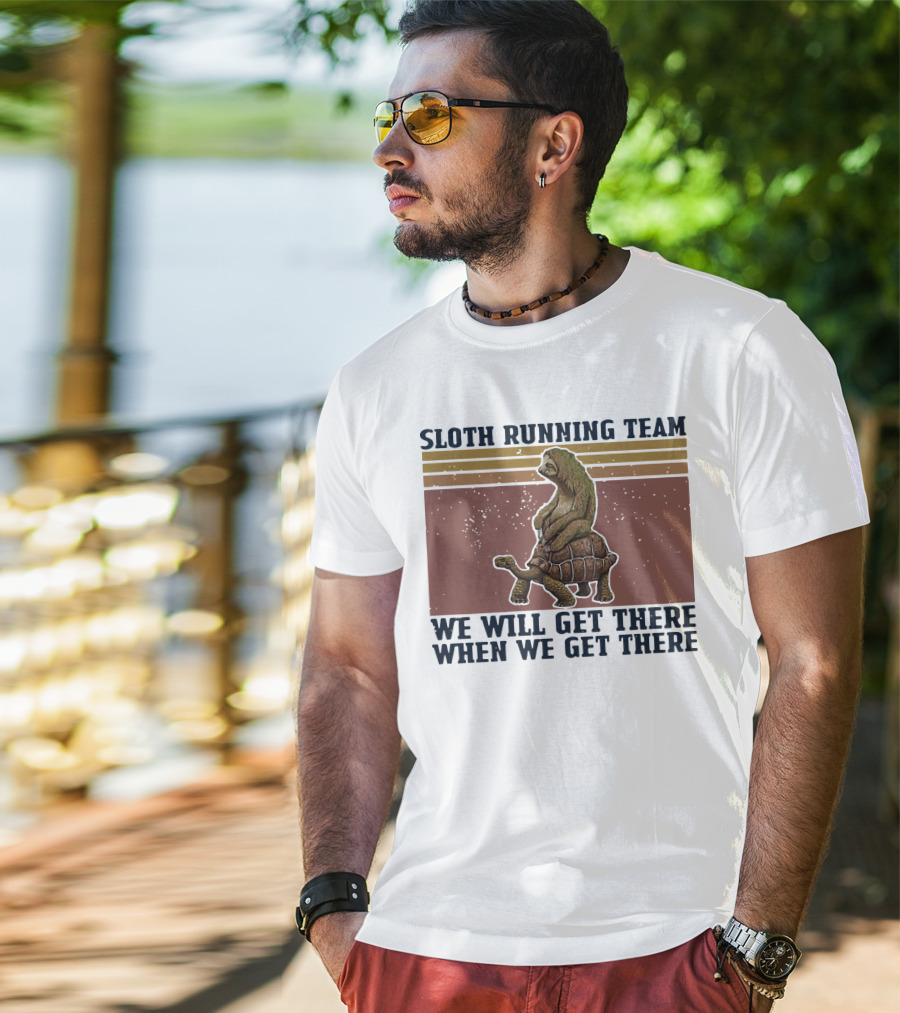 Sloth Running Team We Will Get There When We Get There Vintage Turtle T-Shirt