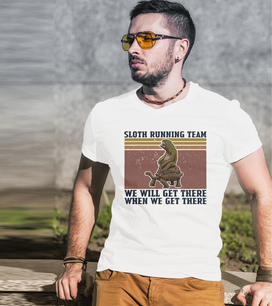 Sloth Running Team We Will Get There When We Get There Vintage Turtle T-Shirt