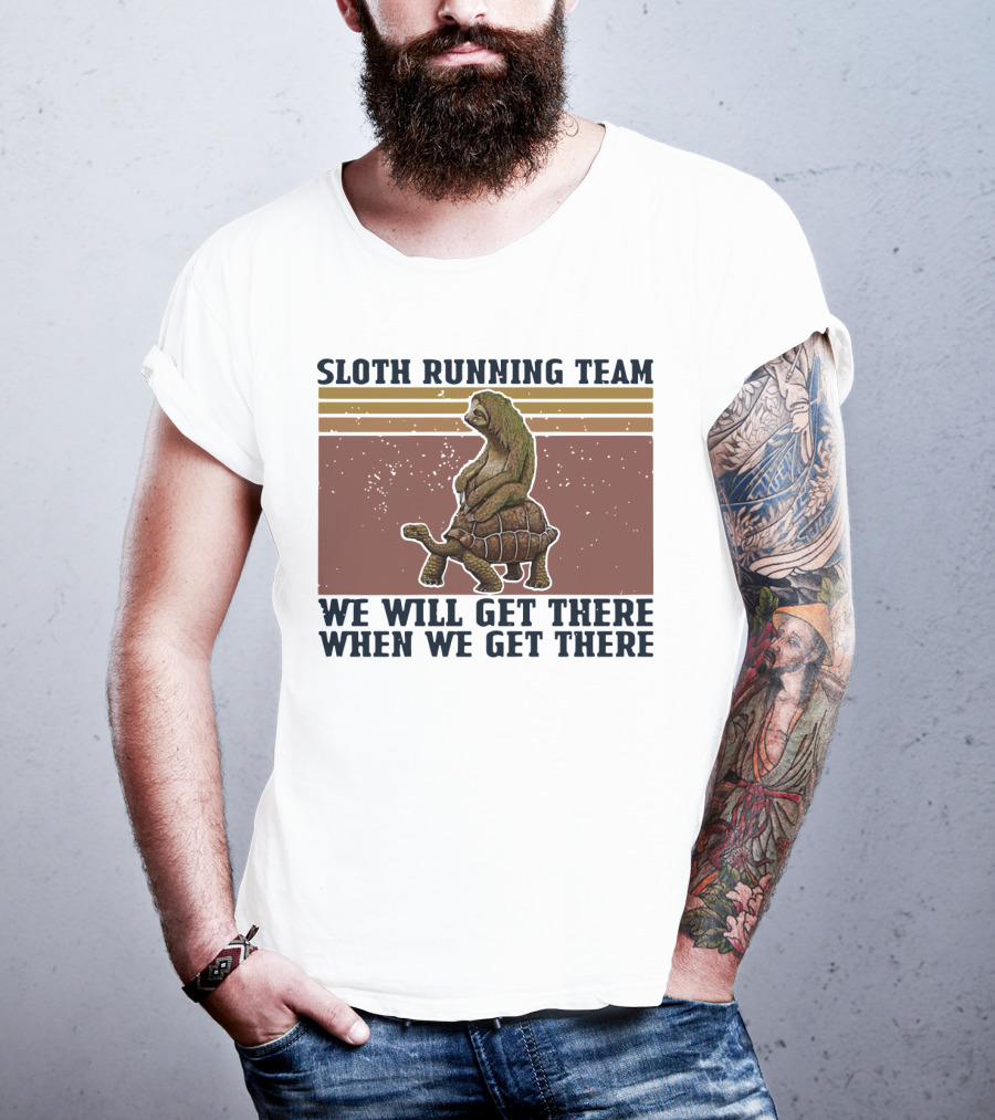 Sloth Running Team We Will Get There When We Get There Vintage Turtle T-Shirt
