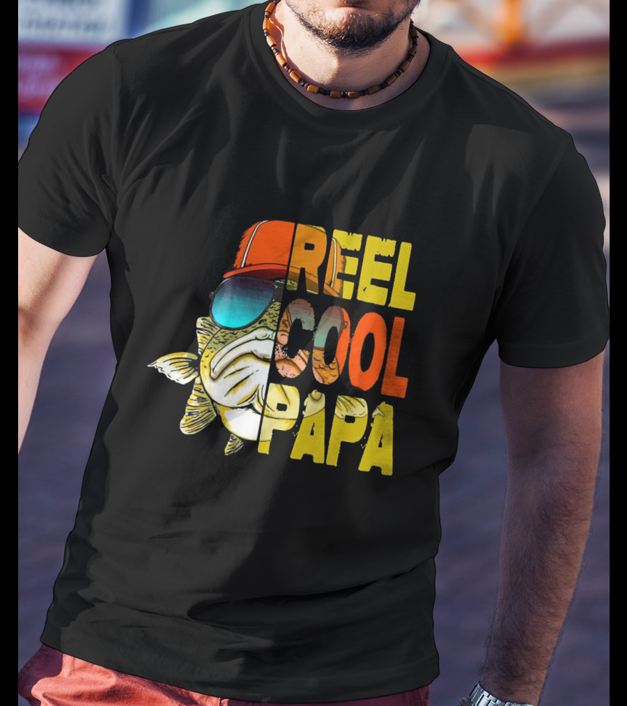 Reel Cool Papa Fish With Sunglasses And Cap T-Shirt