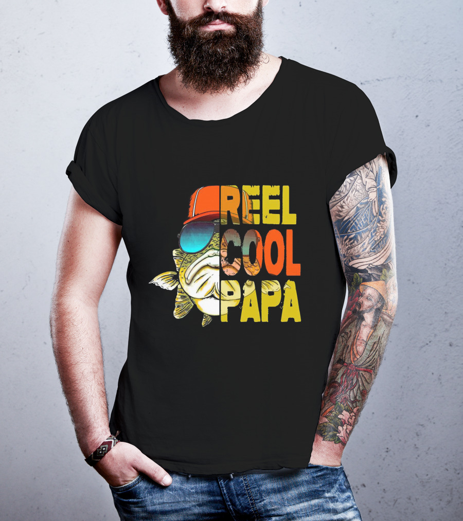 Reel Cool Papa Fish With Sunglasses And Cap T-Shirt