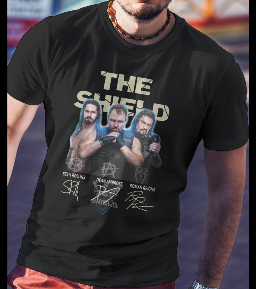 The Shield Seth Rollins Dean Ambrose Roman Reigns Signatures T-Shirt
