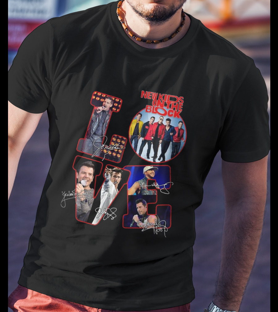 LOVE New Kids On The Block Signatures Group Photo Collection T-Shirt