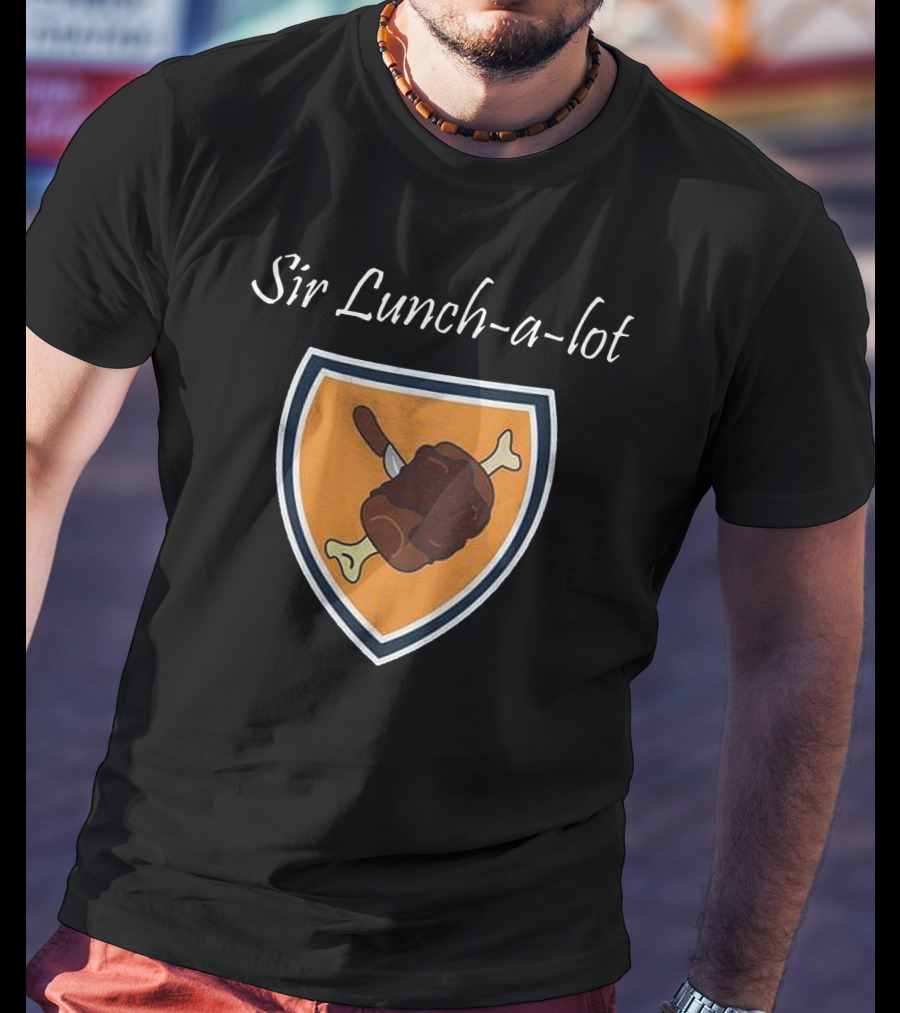 Sir Lunch-a-Lot Medieval Feast Shield Emblem T-Shirt