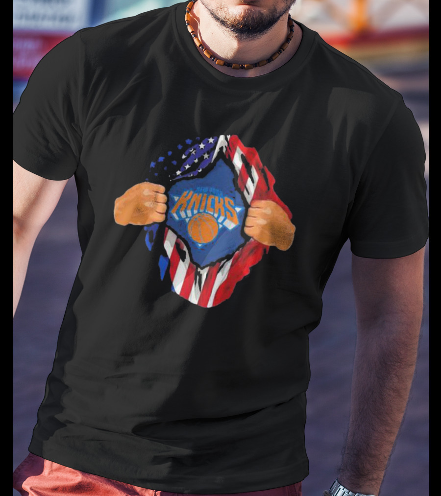 New York Knicks American Flag Inside Me Basketball T-Shirt