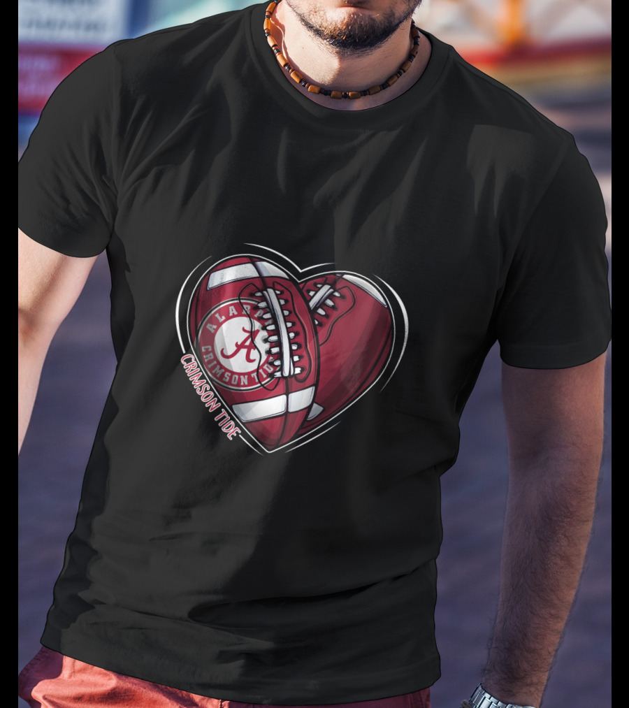 Alabama Crimson Tide Football Heart NCAA T-Shirt