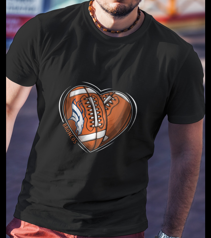 BBroncos Heart Design DH 90 NFL Denver Broncos T-Shirt