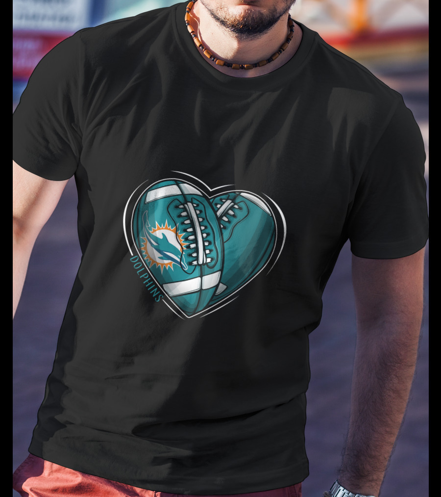 Miami Dolphins Heart Logo DH 90 NFL T-Shirt