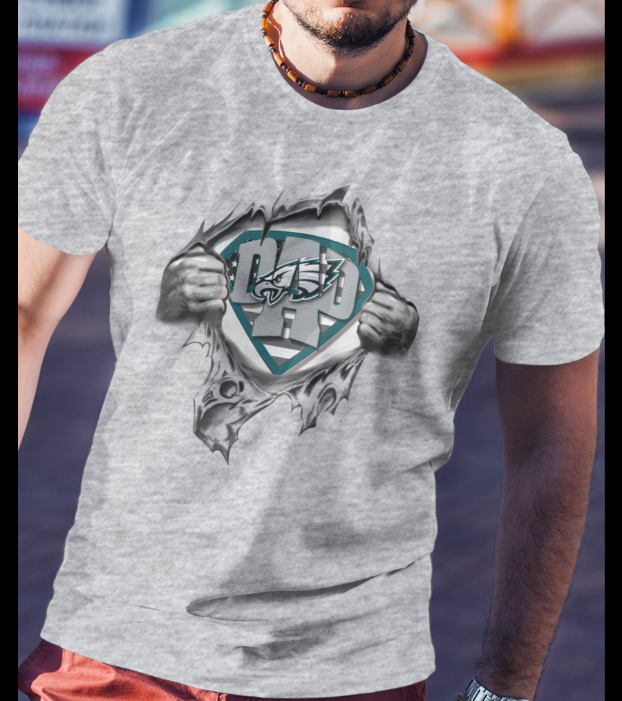 Superdad Philadelphia Eagles Dad Logo Rip T-Shirt