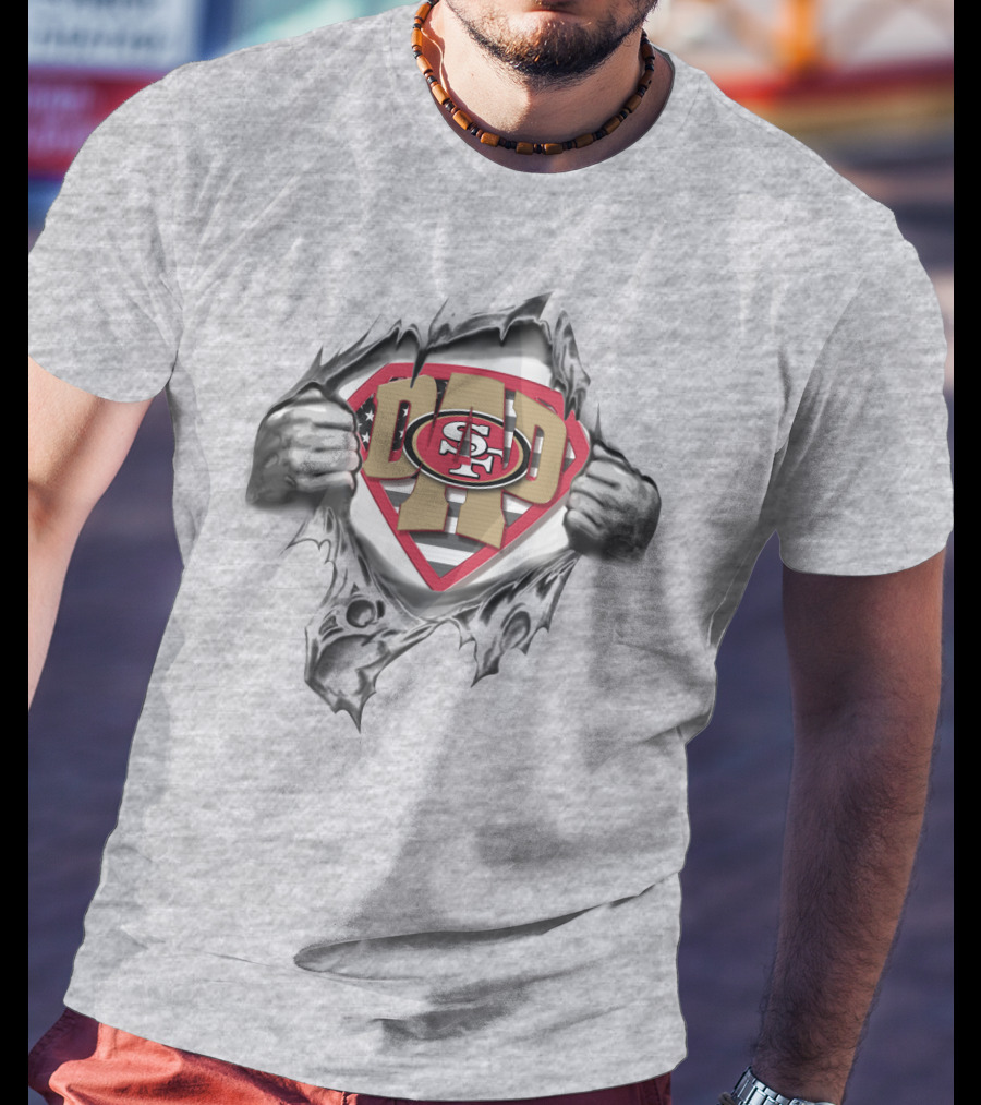San Francisco 49ers Superdad Emblem With Tearing Hands T-Shirt
