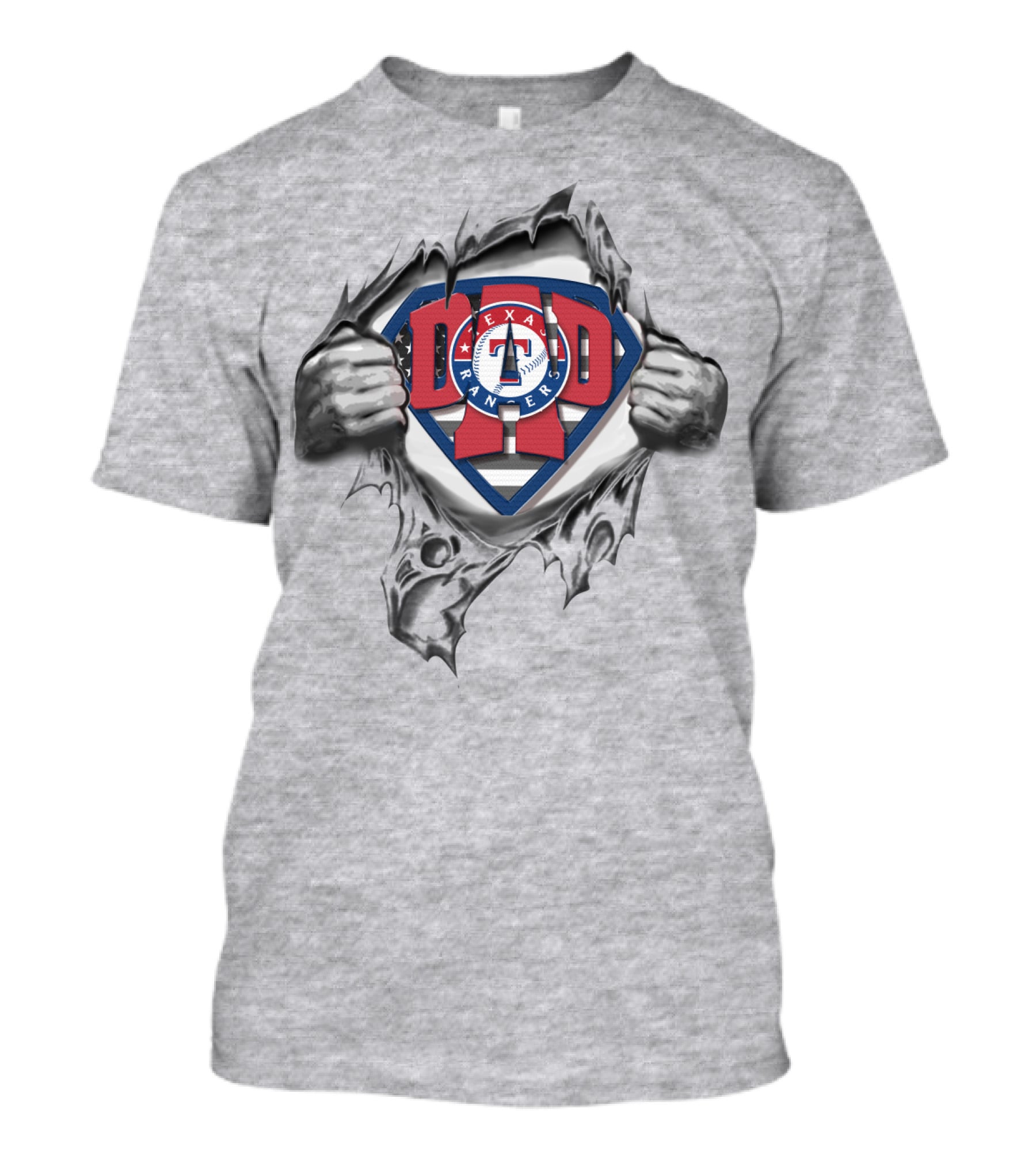 SUPERDAD Texas Rangers Emblem With Superman Shield T-Shirt
