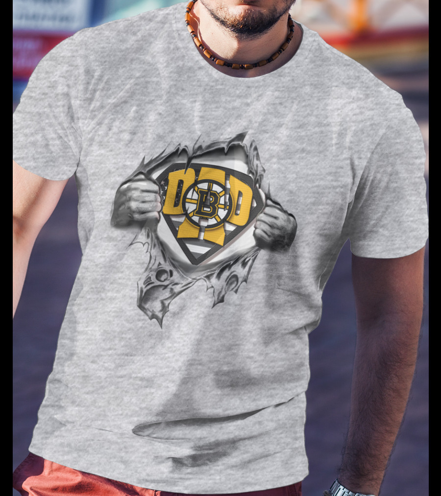 Boston Bruins Superdad Logo Rip T-Shirt
