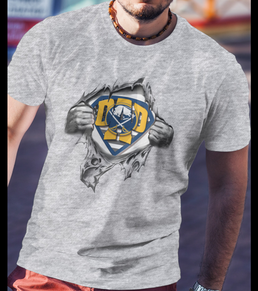 SUPERDAD Buffalo Sabres Logo Comic Ripped Shield T-Shirt