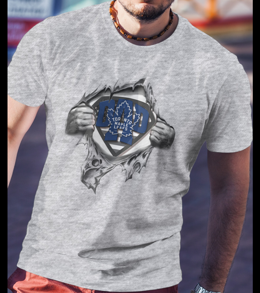 SUPERDAD Toronto Maple Leafs Dad Logo Emblem Tear Open Chest T-Shirt