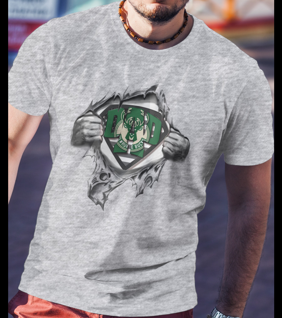 SUPERDAD Milwaukee Bucks Hero Logo Tear Open T-Shirt