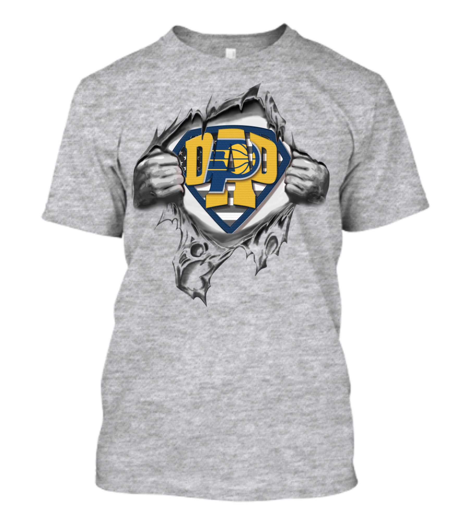 SUPERDAD Pacers DAD Basketball Emblem Rip T-Shirt