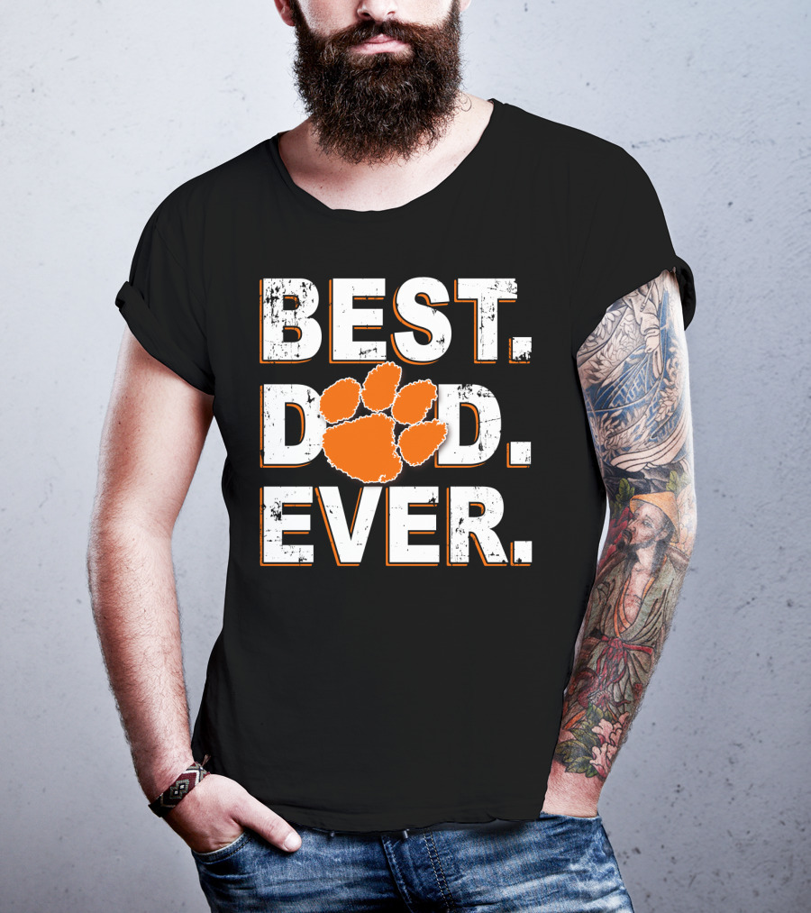 Best Dad Ever Clemson Tigers Paw T-Shirt