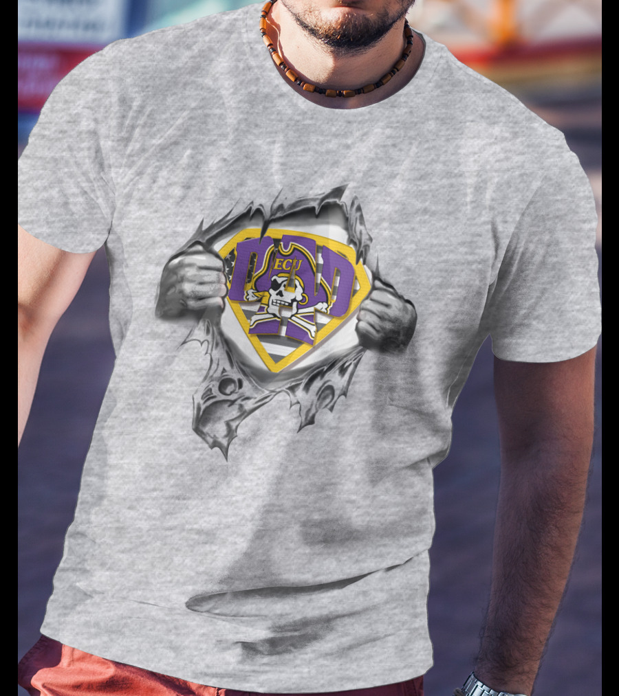 East Carolina Pirates Superdad ECU Skull Logo Hero T-Shirt