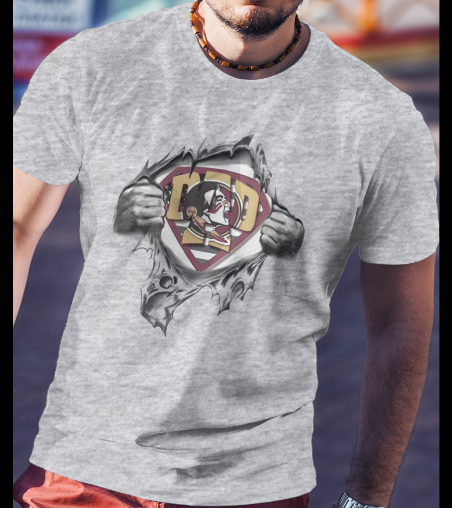 Superdad Florida State Seminoles Dad Logo Tear T-Shirt