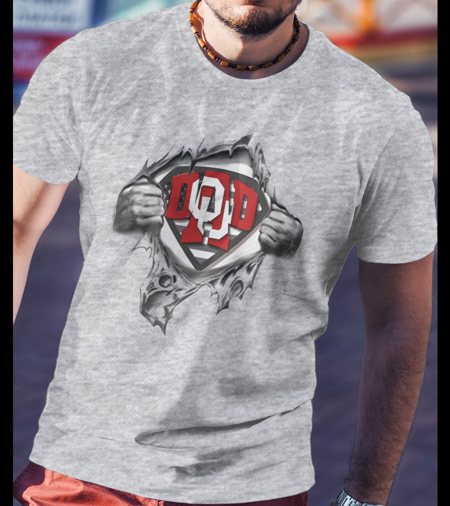 Superdad Oklahoma Sooners Logo Torn Chest T-Shirt