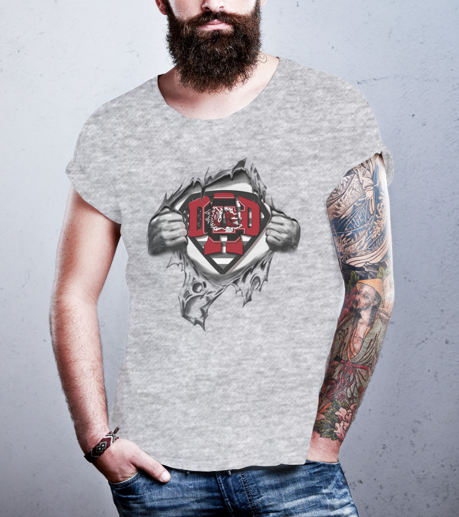 Superdad South Carolina Gamecocks Dad Emblem Pulling Open T-Shirt