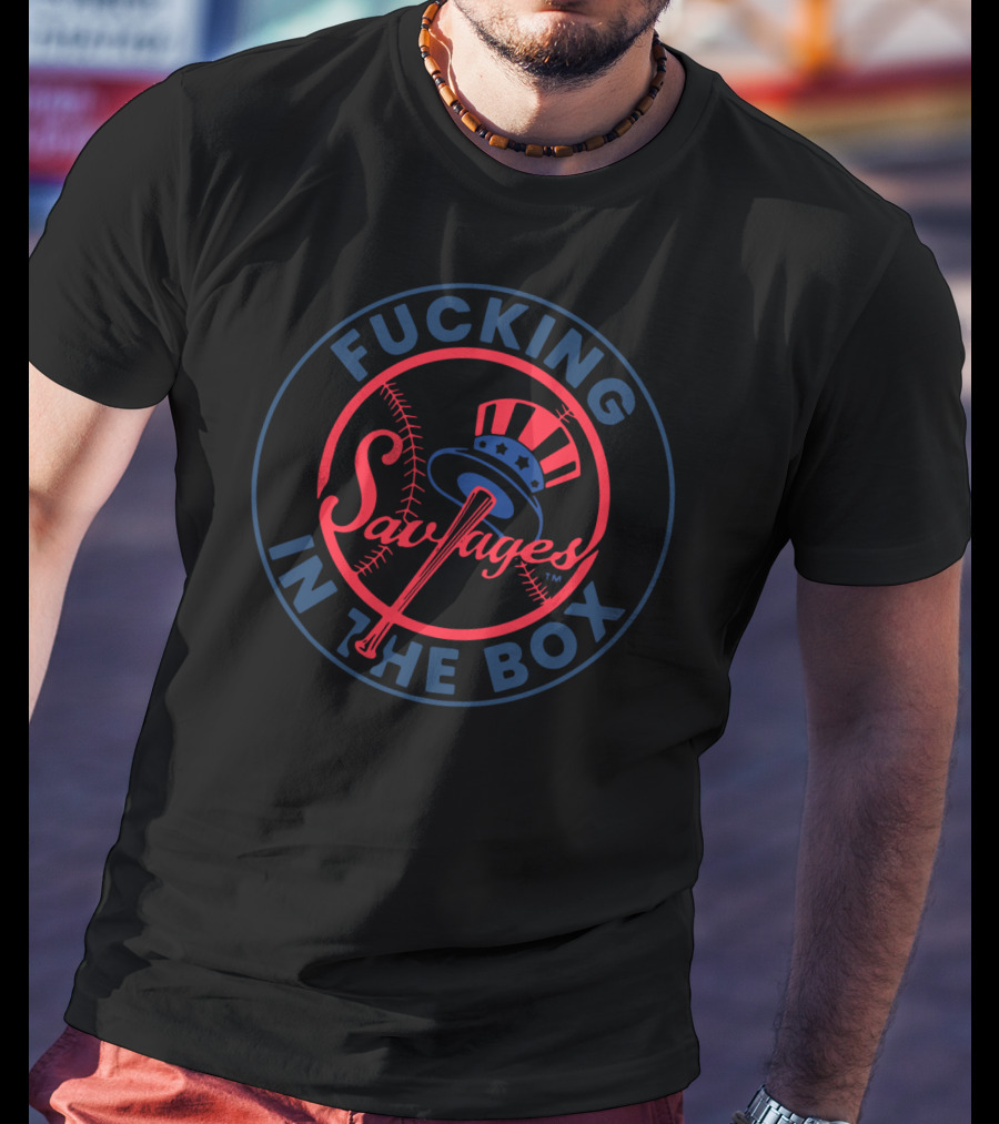 Yankees Savages Red And Blue Baseball Bat T-Shirt