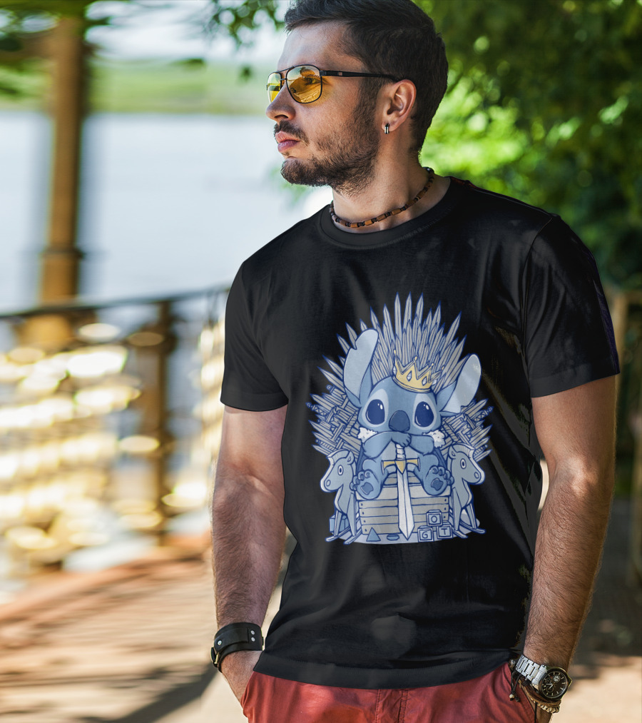 Stitch Iron Throne Crown Sword Game Of Thrones Style T-Shirt