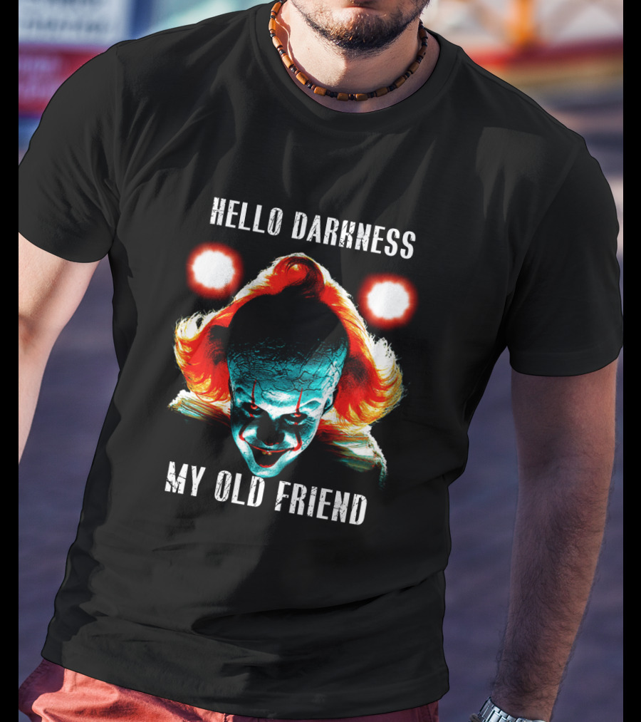 Pennywise Clown Artwork Hello Darkness My Old Friend Horror T-Shirt