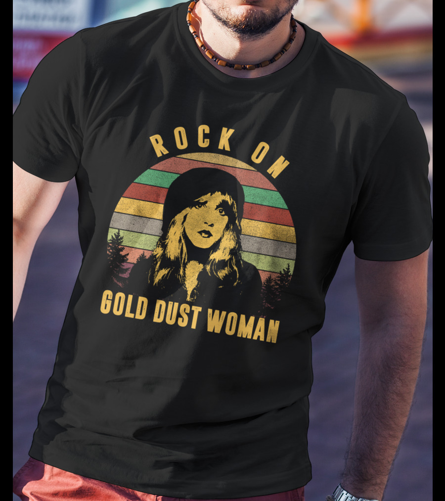 Rock On Gold Dust Woman Vintage Stripes Forest T-Shirt