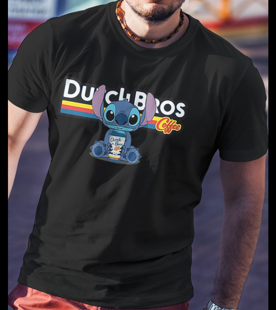 Stitch Holding Dutch Bros Coffee Cup T-Shirt