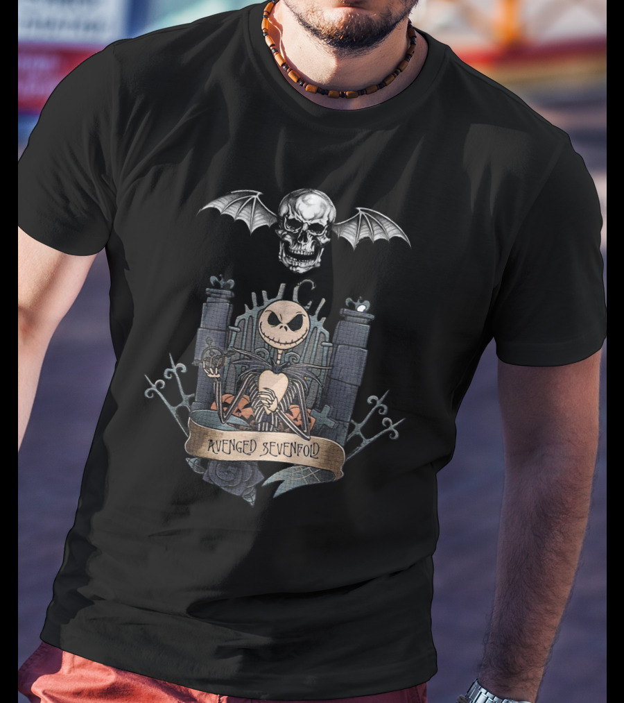 Jack Skellington Avenged Sevenfold Bat Skull Gothic Crossover T-Shirt