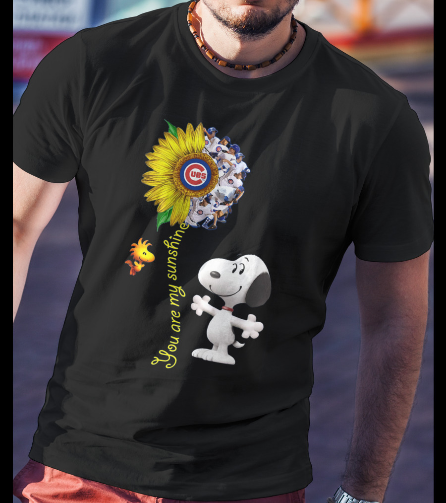 Snoopy Chicago Cubs You Are My Sunshine Sunflower Baseball T-Shirt