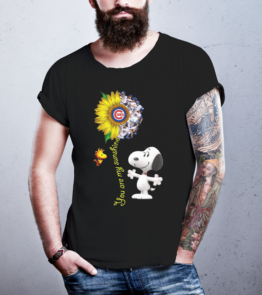 Snoopy Chicago Cubs You Are My Sunshine Sunflower Baseball T-Shirt