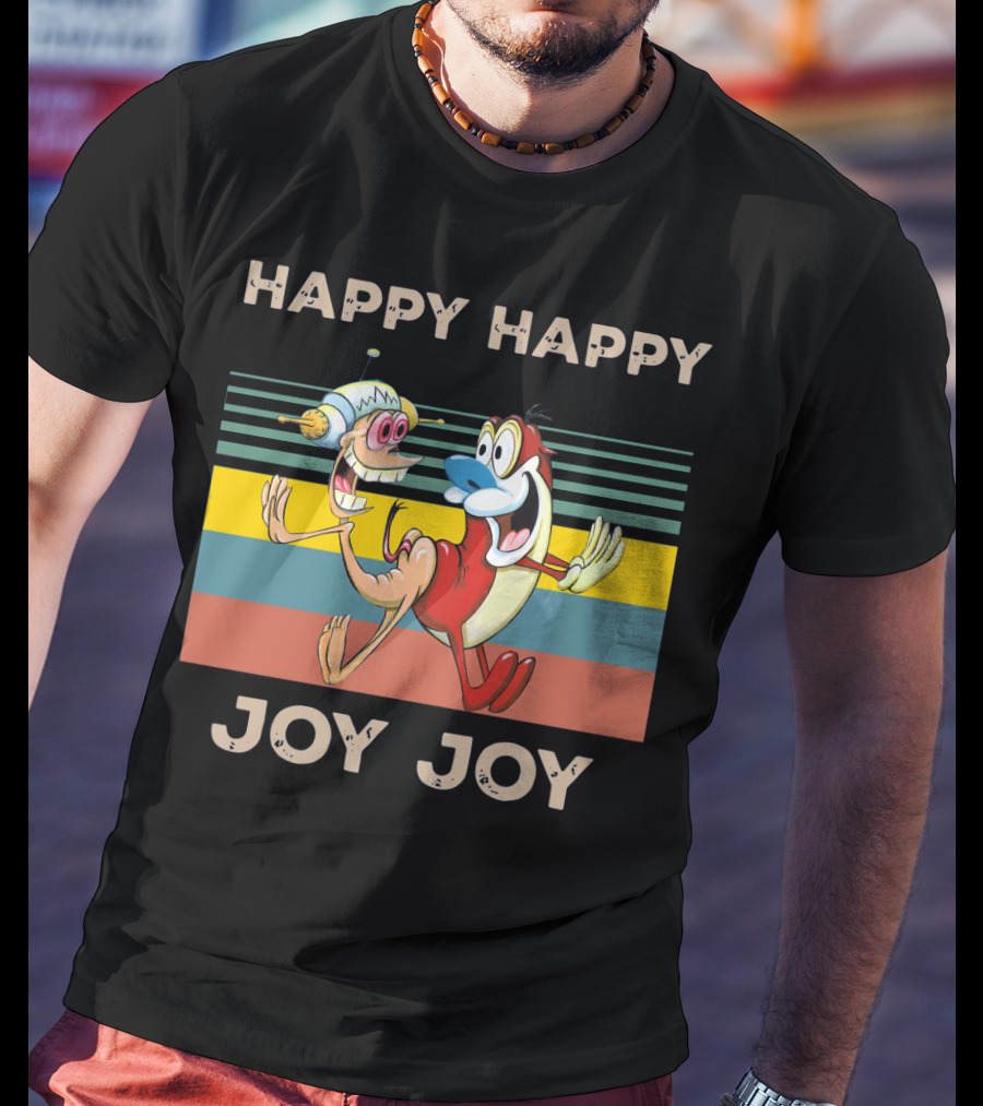 Ren And Stimpy Happy Happy Joy Joy Mighty Fine Stripede T-Shirt