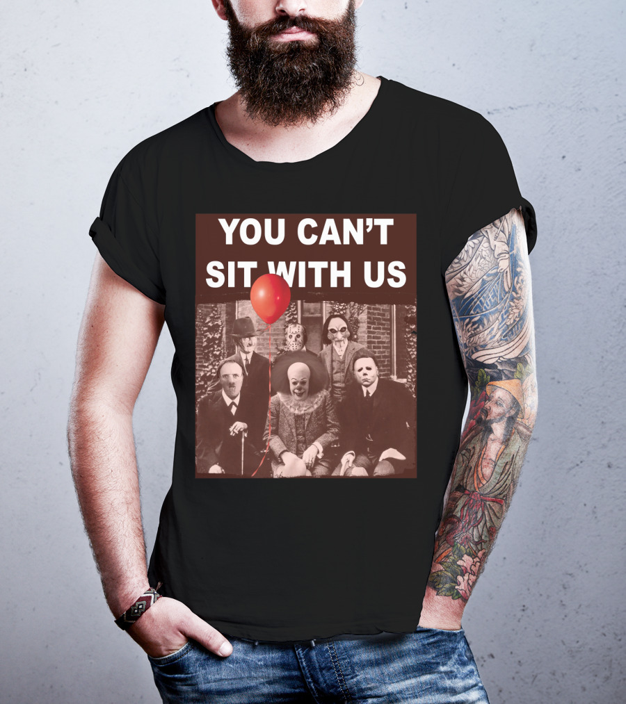 You Can't Sit With Us Horror Icons Red Balloon Halloween Psychoanalysis T-Shirt