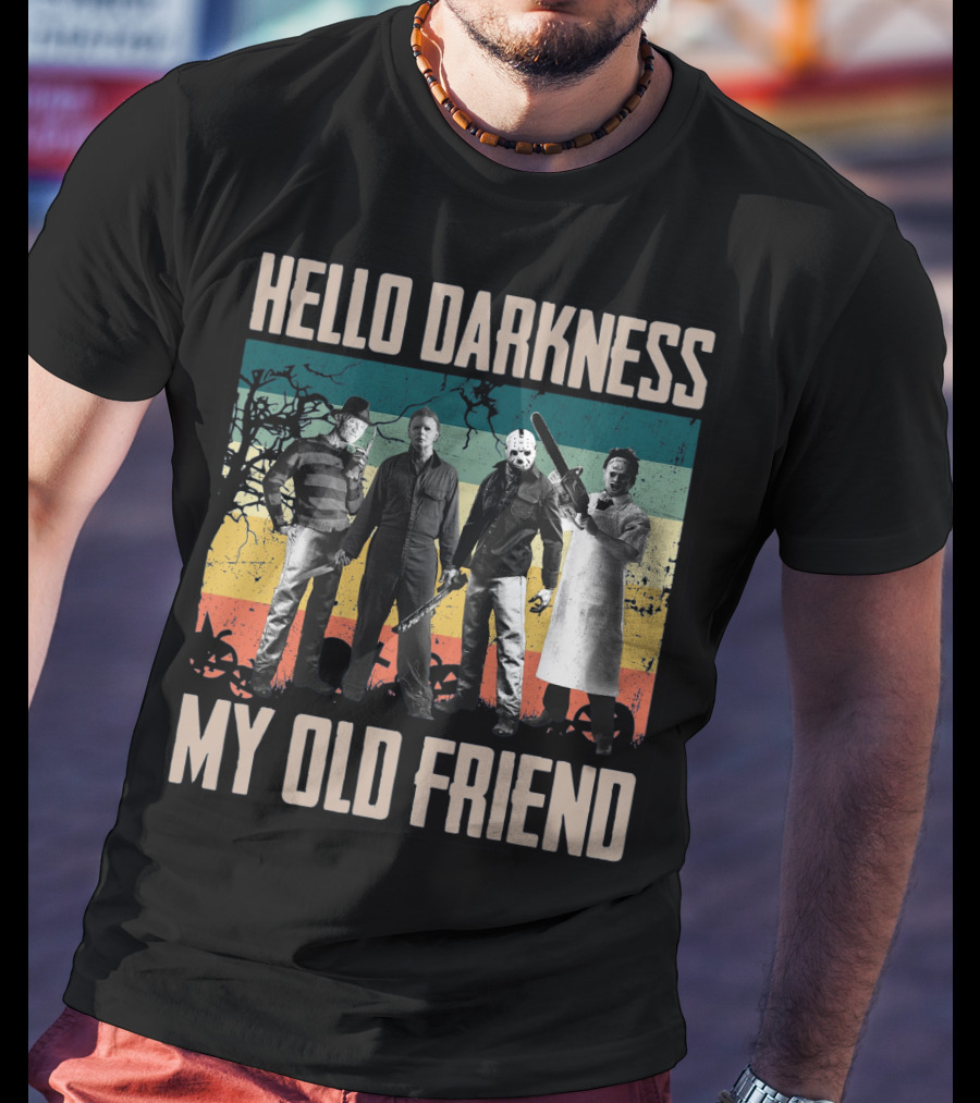 Hello Darkness My Old Friend Horror Icons Halloween T-Shirt