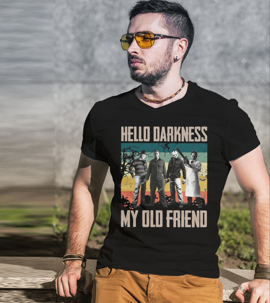 Hello Darkness My Old Friend Horror Icons Halloween T-Shirt