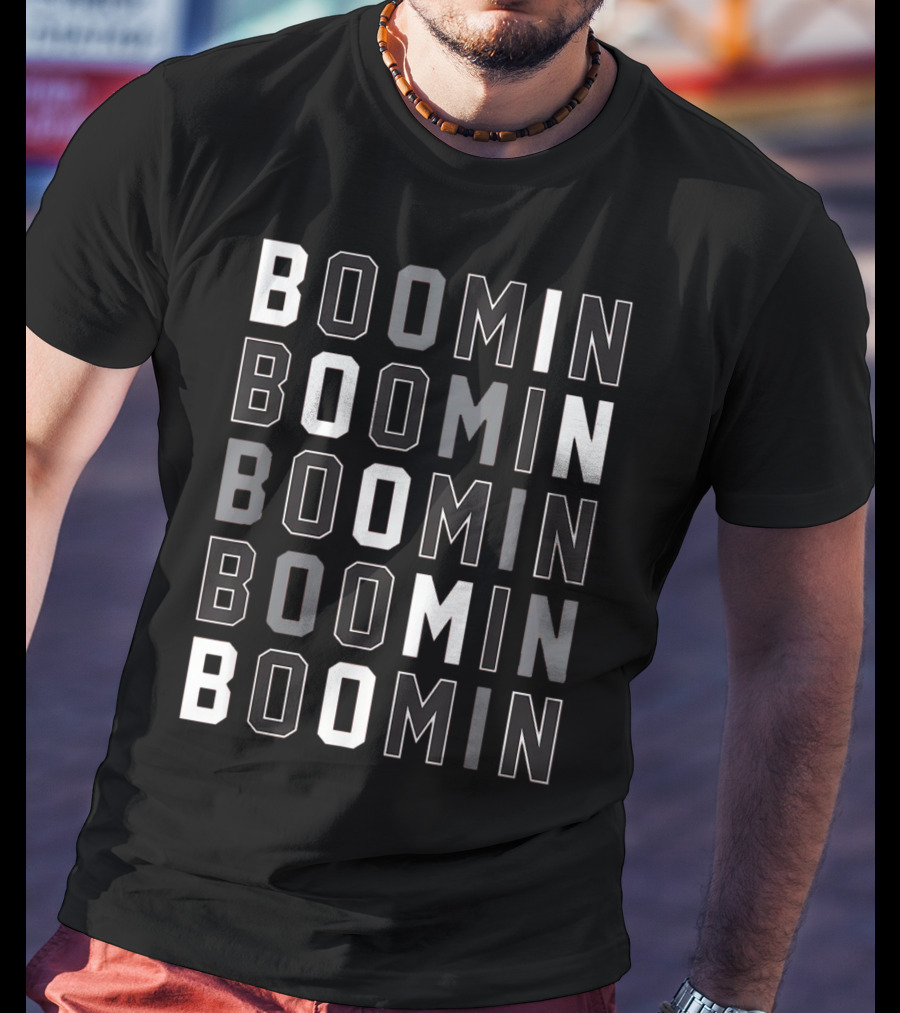 Boomin AB Black Silver Football Graphic Repetition T-Shirt