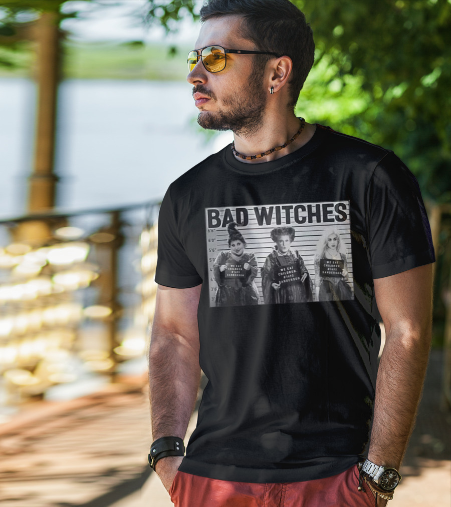 Hocus Pocus Bad Witches Mugshot Halloween Sanderson Sisters We Eat Children 1693 T-Shirt
