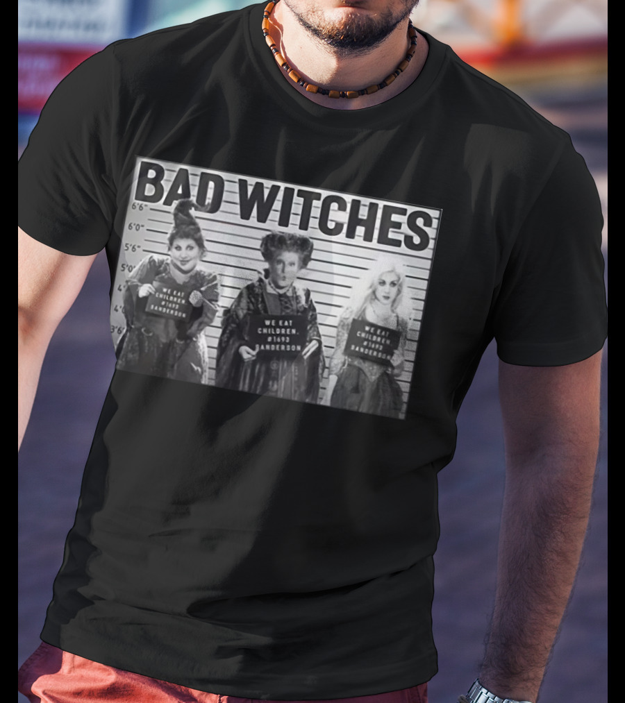 Hocus Pocus Bad Witches Mugshot Halloween Sanderson Sisters We Eat Children 1693 T-Shirt
