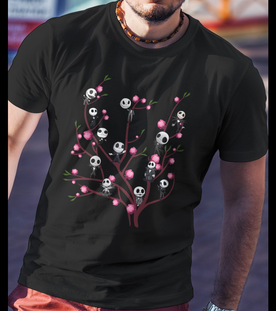 Jack Skellington Among Sakura Blossoms T-Shirt
