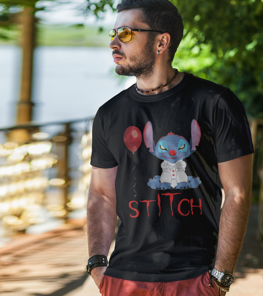 It Horror Stitch With Pennywise Balloon T-Shirt