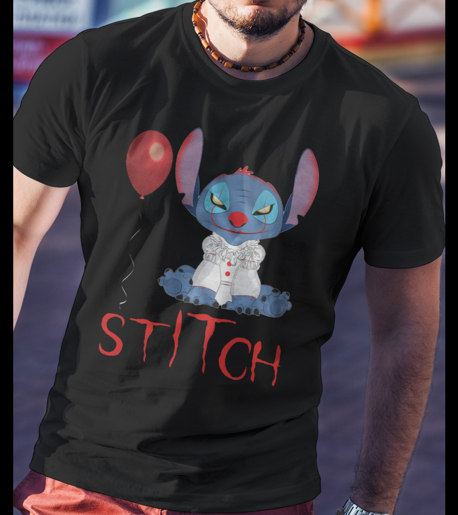 It Horror Stitch With Pennywise Balloon T-Shirt